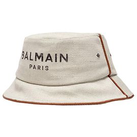 Balmain Chapéu de balde de couro e lona do Exército B Chapéus de pedraria natural/marron Bege