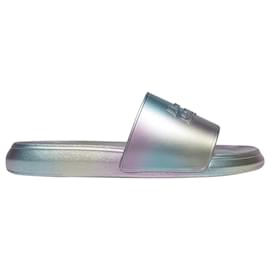 Alexander Mcqueen-Pool Slides in Silver PVC-Metallic