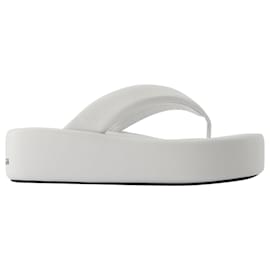 Balenciaga-Rise Thong Sandals in White Canvas-White