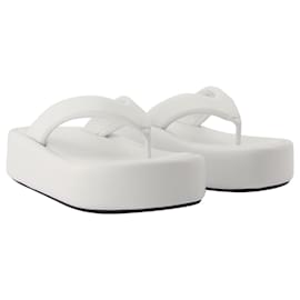 Balenciaga-Rise Thong Sandals in White Canvas-White