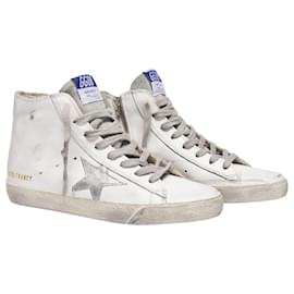 Golden Goose Deluxe Brand-Francy Baskets in White and Silver Leather-White
