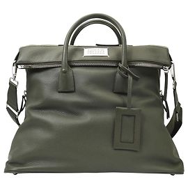 Maison Martin Margiela 5Ac Soft Bag in Khaki Leather Green Khaki