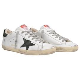 Golden Goose Deluxe Brand-Super-Star Baskets in White Leather and Military-White