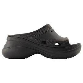Balenciaga Crocs-Pool 1000 Schwarze flache Schuhe Schwarz