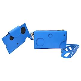 Off White iPhone Case in Blue Leather Blue