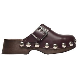 Ganni Zoccolo retrò in pelle bordeaux Rosso Bordò