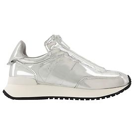 Courreges Tênis Mirror Zip em PVC Prateado Metálico