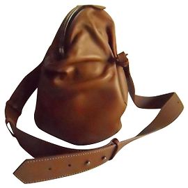 Bolsa de couro verdadeira MAX MARA Conhaque