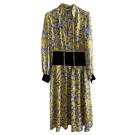 Tory Burch Vestido amarillo de seda estampado Amarillo