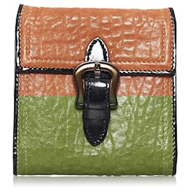 Fendi-Fendi Brown Leather Small Wallet-Brown,Black