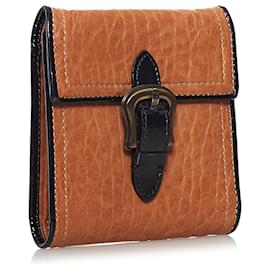 Fendi-Fendi Brown Leather Small Wallet-Brown,Black