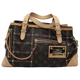 Louis Vuitton-Louis Vuitton Monogram Riveting Handbag in Brown Coated Canvas-Brown