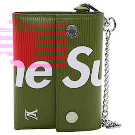Louis Vuitton-Louis Vuitton x Supreme Chain Wallet in Red Epi Leather-Red