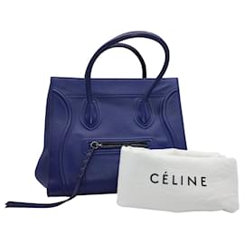 Céline-Celine Medium Phantom Luggage Tote Bag in Blue Leather-Blue