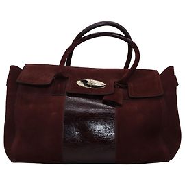Bolsa com fivela Mulberry Bayswater em camurça Borgonha Bordeaux