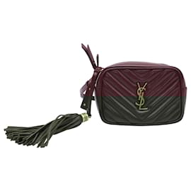Saint Laurent-Saint Laurent Quilted Lou Camera Bag in Burgundy Leather-Dark red