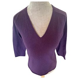 Malo Cashmere Pullover Dunkelviolett V Ausschnitt Dunkelviolett