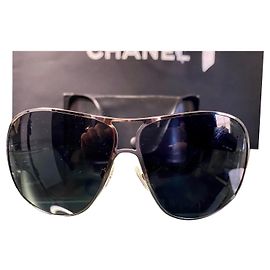 Chanel sunglasses black silvery metal Black Silvery