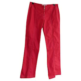 Hermès-Pants, leggings-Red,Gold hardware