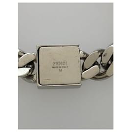 Fendi-FENDI BRACELET CHAIN ​​FF / logo engraved / bracelet / steel / silver-Silvery