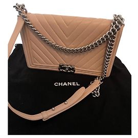 Bolsa Chanel de couro bege Bege