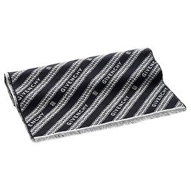 Givenchy Black Logo Scarf Black White