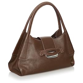 Tod's-Tods Brown Leather Shoulder Bag-Brown,Dark brown