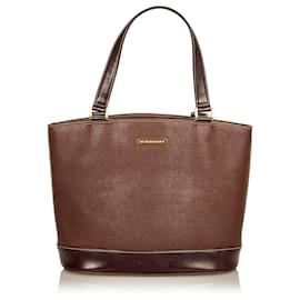 Burberry-Burberry Brown Leather Handbag-Brown,Dark brown