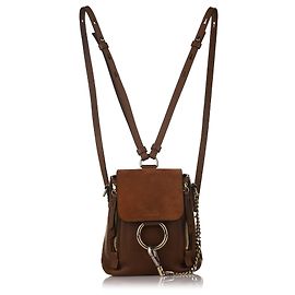 Chloé Chloe Brown Faye Leather Backpack Brown