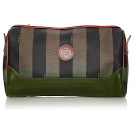 Fendi-Fendi Brown Pequin Pouch-Brown,Black