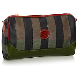 Fendi-Fendi Brown Pequin Pouch-Brown,Black