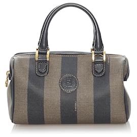 Fendi-Sac Boston Fendi Pequin Boston-Marron,Noir