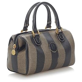 Fendi-Sac Boston Fendi Pequin Boston-Marron,Noir