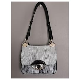 Kenzo-Handbags-White,Navy blue,Silver hardware