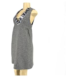 Anna Sui-Vestido de tweed Anna Sui com reflexos metálicos-Prata,Cinza