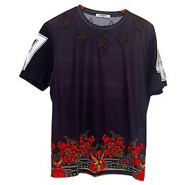 Givenchy 13 Camiseta extragrande con bordado de estrellas y pájaros del paraíso SS Negro
