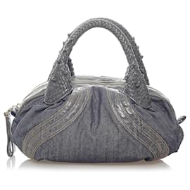 Fendi-Fendi Blue Spy Denim Handbag-Brown,Blue,Other