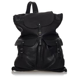 Yves Saint Laurent YSL Black Leather Backpack Black