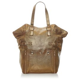 Yves Saint Laurent Sac cabas en cuir marron YSL Downtown Marron Bronze