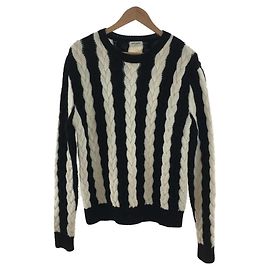 SAINT LAURENT Pullover (dick) / M / Wolle / SCHWARZ / Streifen Schwarz