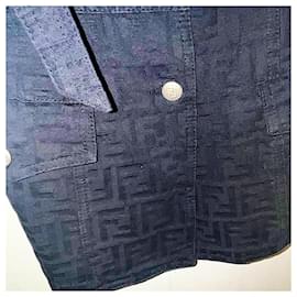 Fendi-Mini-robe vintage en jean noir Zucca FF-Noir