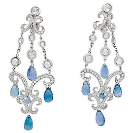 Boucles d'oreilles Chopard "Copacabana" en or blanc, diamants, saphirs. Autre