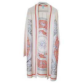 Hermès Hermes Strickjacke Twillaine Long Ecru Rot Aus weiß
