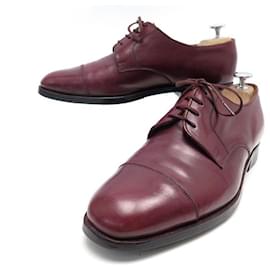 JM Weston-VINTAGE JM WESTON DERBY STRAIGHT TOE SHOES 7E 41 IN BURGUNDY LEATHER SHOES-Dark red