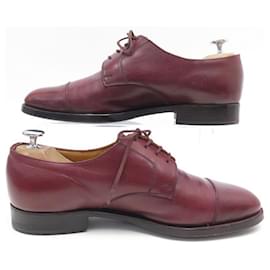JM Weston-VINTAGE JM WESTON DERBY STRAIGHT TOE SHOES 7E 41 IN BURGUNDY LEATHER SHOES-Dark red