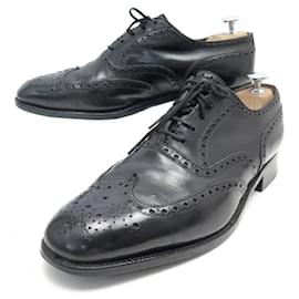 JM Weston-VINTAGE SHOES JM WESTON RICHELIEU FLOWER TOE 7.5E 41.5 BLACK LEATHER SHOE-Black