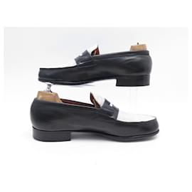 JM Weston-JM WESTON LOAFERS 180 6D 40 TWO-TONE NAVY BLUE LEATHER SHOES-Navy blue