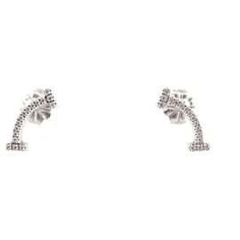 Tiffany & Co-NEUF BOUCLES D'OREILLES TIFFANY & CO T SMILE EN OR BLANC 18K ET DIAMANTS-Argenté