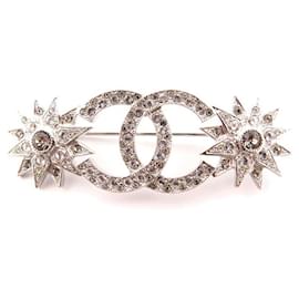 NEW CHANEL BROOCH STAR MOON LOGO CC STRASS PARIS DALLAS 2015 brooch Silvery