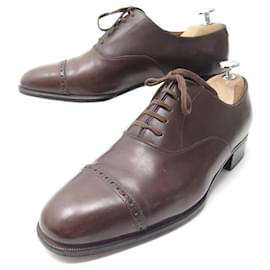 Hermès-HERMES OXFORD SHOES STRAIGHT TOE 7 41 BROWN LEATHER SHOES-Brown